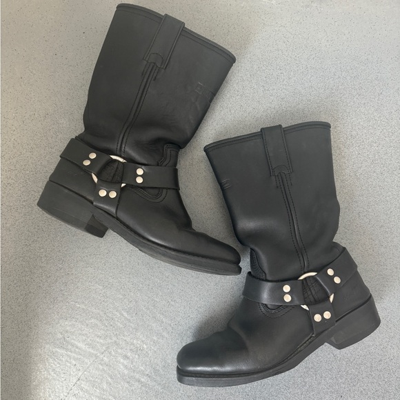 Black vintage 9M motorcycle biker boots - Picture 1 of 2